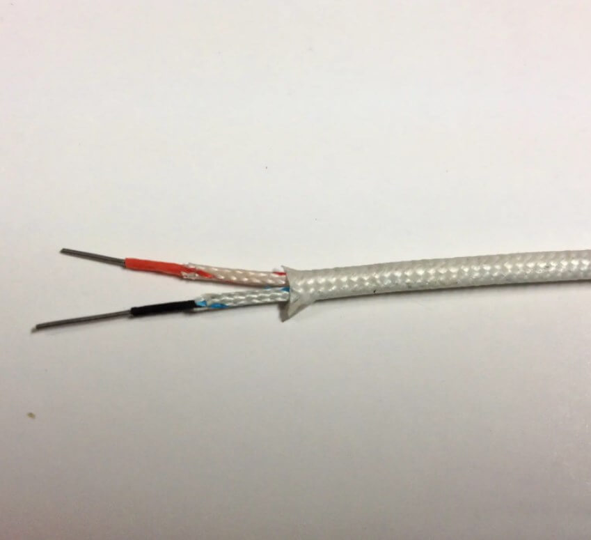 Cable de compensación de termopar tipo N, aislamiento PFA de 2x20AWG, Cable de línea de extensión de medición de alta temperatura de 2x7x0,2mm