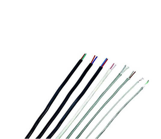  Cable de extensión de termopar blindado, malla de cobre estañado, multitrenzado, 2x12x0,3mm, tipo J, 2x7x0,3mm