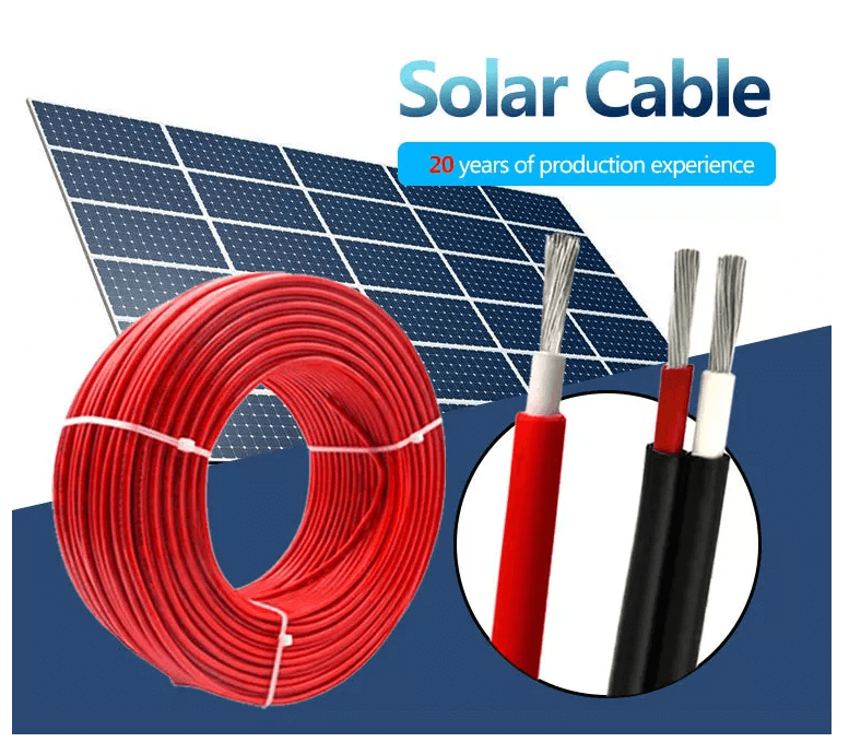 China Custom 10mm2 Conductor de cobre estañado Cable de panel solar Pv 10mm DC Cable solar flexible de un solo núcleo Precio
